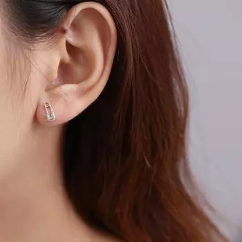 Серьги-булавки с бриллиантовой инкрустацией для женщин. Креативные и модные серьги в корейском стиле Ins Style Simple Niche Design.