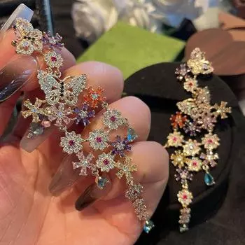 Серьги Butterfly Love Flower Color Big Butterfly Flower, женские длинные серьги с кисточками и микро-инкрустацией цирконием, журнал розовый