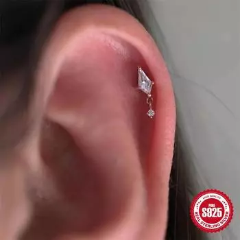 Серьги Canner из стерлингового серебра 925 пробы с плоским основанием и кубическим цирконием для женщин, серьги для пирсинга хряща, ювелирные изделия для пирсинга серебряный