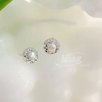 Серьги Car Flower Pearl Circle, темпераментные универсальные серьги-гвоздики, легкие роскошные серьги высокого класса для женщин