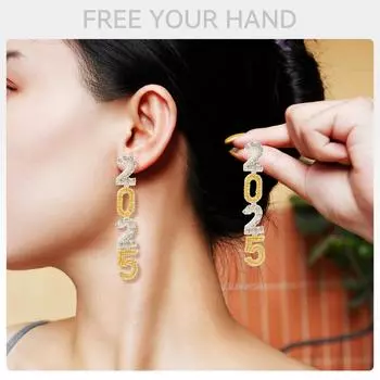 Серьги Carnival New Year Diamond-Embedded Digital 2025, женские модные серьги-бусины для темпераментных меньшинств E69299