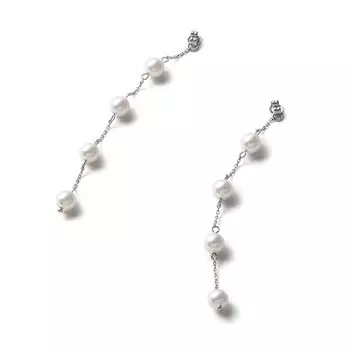 Серьги Catch Pearl Chain 5 Strands Luxury Domestic Grand Premium Pearls White Silver 8mm Brand 3 Year Warranty [VOTRE COUTRE] Womens