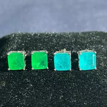 Серьги Cellacity с бразильским турмалином Параиба и драгоценными камнями 7*7 мм, женские серебряные ювелирные изделия с квадратным камнем, подарок для свадебной вечеринки синий