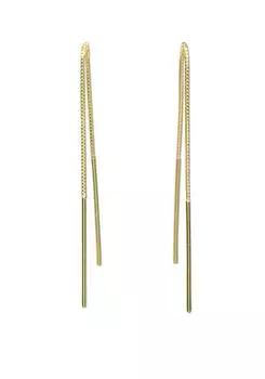 Серьги-цепочки из американского золота 18 карат, длинные серьги из золота 18 карат Sa473 [Четыре клевера] для женщин