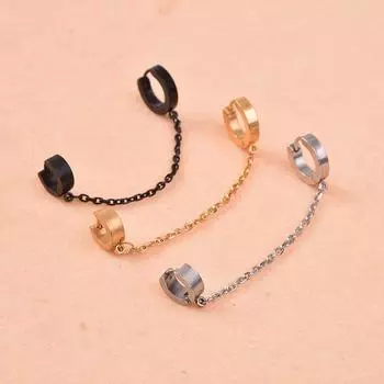 Серьги-цепочки из нержавеющей стали 316, двухрядные серьги, трендовые серьги в стиле панк для мужчин и женщин, украшения для ушей и женщин золотистый