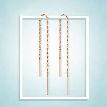 Серьги-цепочки из розового золота с русским фиолетовым золотом, модные длинные серьги из розового золота разных цветов