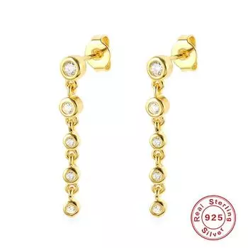 Серьги-цепочки из стерлингового серебра S925 с бриллиантами, застежки-пряжки, самые продаваемые модные серьги-цепочки 925 Silver