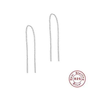 Серьги-цепочки с бриллиантами из стерлингового серебра 925 пробы, персонализированная кисточка, Trendy Love, геометрический холодный ветер, креативные наушники 925 Silver