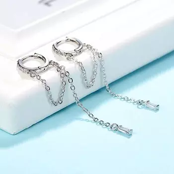 Серьги-цепочки с геометрическим кругом в виде диких ушей, модные ювелирные изделия, медные серьги-кольца серебряный