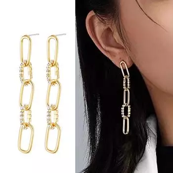 Серьги-цепочки в стиле хип-хоп, женские металлические серьги с кисточками в стиле панк, эффектные геометрические висячие серьги