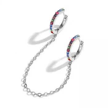 Серьги-цепочки в стиле панк, серьги с кристаллами, изысканные модные аксессуары ADM multicolor серебряный