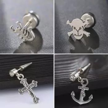 Серьги-черные черепа из нержавеющей стали унисекс - невыцветающий титановый аксессуар