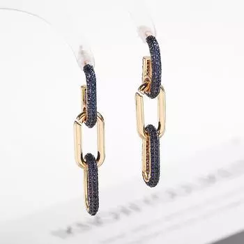 Серьги Chian в европейском и американском темпераменте для женщин, дизайнерские ювелирные изделия люксового бренда с кубическим цирконием, массивные геометрические висячие серьги синий