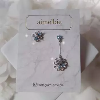 Серьги «Чистые голубые цветы» Free синий