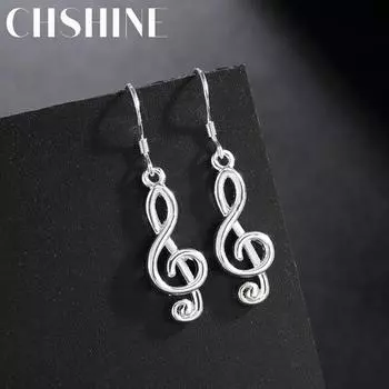 Серьги CHSHINE из стерлингового серебра 925 пробы для женщин, ювелирные изделия, романтическая музыкальная нотация на День святого Валентина 3.80*0.80cm