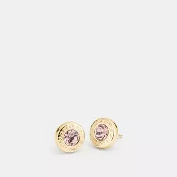 Серьги Coach COACH с открытым кругом и камнями, золотистый