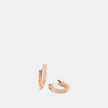 Серьги Coach Pave Signature Huggie розовое золото
