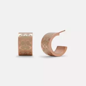 Серьги Coach Signature Huggie с мелом розового золота