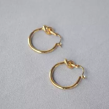 Серьги Cold Wind French Hand-Knotted, простые и изысканные, позолоченные, из латуни, крючки для ушей, серьги Temperament, универсальные, женские золотой