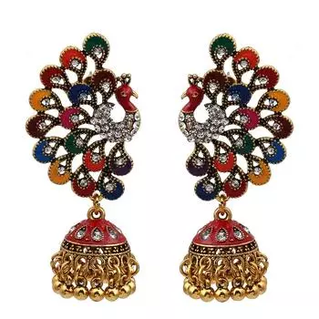 Серьги цвета павлина, серьги с кисточками, винтажные экзотические серьги Ид аль-Фитр Лассер Байрам зелёный