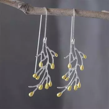 Серьги «Цветок огненного дерева», элегантные классические серьги с ветками неправильной формы для женщин