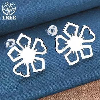 Серьги-цветы для пирсинга из чистого серебра 925 пробы, модные свадебные украшения 1.20cm*.20cm