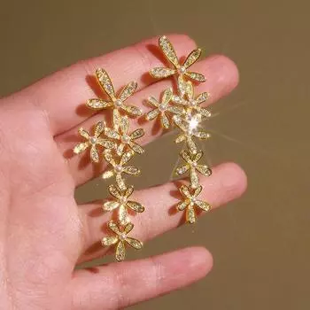 Серьги-цветы для женщин, Элегантные украшения с французским темпераментом, Подходящие к преувеличенному платью в стиле мори