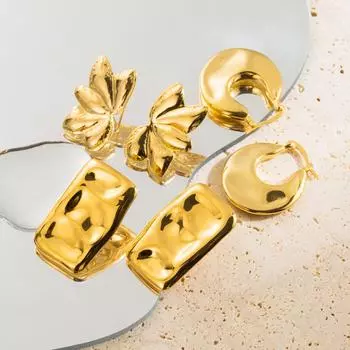 Серьги-цветы из нержавеющей стали во французском стиле, квадратные, геометрические, простые и изысканные, маленькие серьги