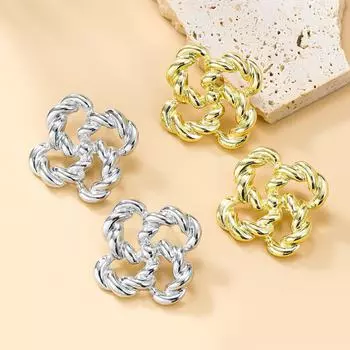 «Серьги-цветы из сплава в европейском и американском стиле — модные женские украшения» золотой