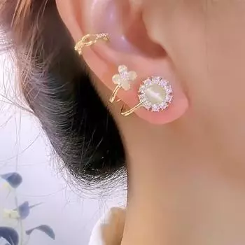 Серьги-цветы кошачий глаз в стиле TikTok: Высококачественные блестящие бриллиантовые гвоздики для женщин, ювелирные изделия знаменитостей из Интернета A2053 золотой