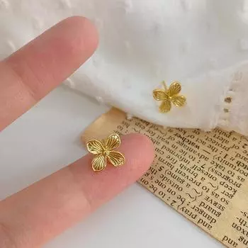 Серьги-цветы с четырьмя листочками, легкие, роскошные, нишевые, высокого класса, темпераментные, ретро, холодные серьги в стиле