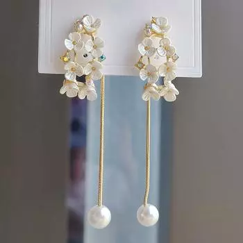 Серьги-цветы с французским жемчугом Xiaoxiangfeng, серьги-кластеры с цветком, которые можно носить дважды, темпераментные серьги высокого класса