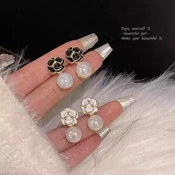 Серьги-цветы с градиентным жемчугом - 925 пробы, серебро, светлый роскошный нишевый дизайн для женщин A1167 белый