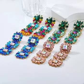 Серьги-цветы с многослойными бриллиантами — преувеличенные банкетные аксессуары в европейском и американском стиле чёрный