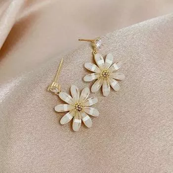 Серьги-цветы с подвесками из корейской циркониевой смолы, блестящие серьги для женщин