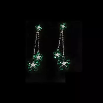 Серьги-цветы с зелеными бриллиантами, маленькие, свежие, легкие, роскошные, длинные серьги, универсальные и модные, японские и корейские