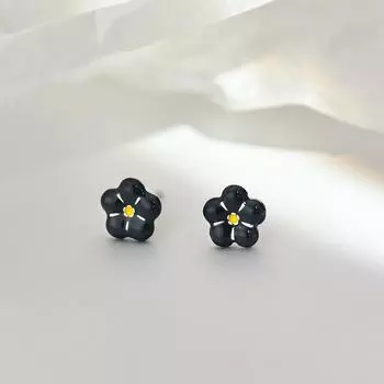 Серьги-цветы серо-голубого цвета, маленькие и милые, и полные, маленькие серьги-цветы, нишевый дизайн, новый стиль