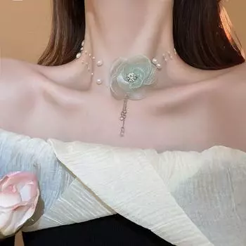 Серьги-цветы со стразами, кружевное ожерелье в стиле меньшинств, чокер в виде цветка феи, подарок на день рождения Necklace
