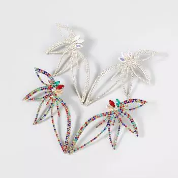 Серьги-цветы со стразами в европейском и американском стиле: Модные, красочные, серьги из сплава с бриллиантами для женщин золотой