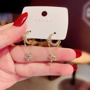 Серьги-цветы Женские серьги-гвоздики в стиле взрыва Новые модные длинные изысканные серьги с темпераментом