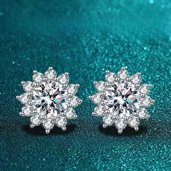 Серьги D цвета 1 карат с муассанитом для женщин и девочек, стерлинговое серебро 925 пробы, сверкающие бриллианты, серьги-гвоздики, свадебные, помолвочные, ювелирные изделия, подарок 0.5ct and 0.5ct