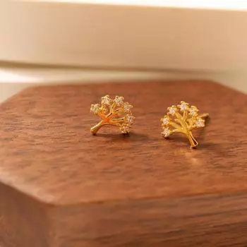 Серьги «Дерево жизни» Маленькие простые серьги Универсальный стиль Нишевый дизайн Универсальные серьги