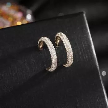 Серьги Design Sense Personality, серьги Temperament Geometric Zircon, серьги-иглочки из серебра 925 пробы золотой