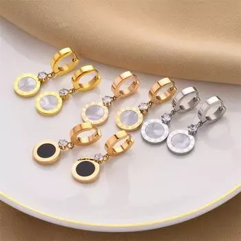 Серьги-диски с римскими цифрами, женские индивидуальные простые серьги, ювелирные изделия 3cm серебряный