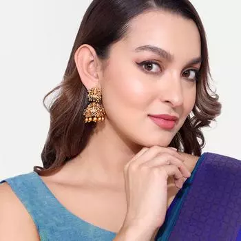 Серьги для храма из полированного золота, ювелирные изделия для храма, серьги ручной работы, модные серьги для женщин M