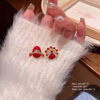 Серьги для макияжа лица в стиле Пекинской оперы для женщин — стильные, универсальные и элегантные аксессуары в китайском стиле A2196 красный