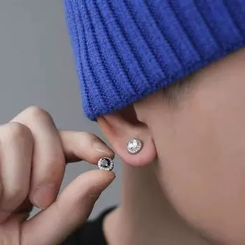 Серьги для мужчин в стиле хип-хоп без пирсинга Корейские серьги Магнитные серьги-гвоздики Серьги-клипсы с цирконием Ювелирные аксессуары серебряный