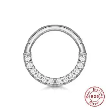 Серьги для пирсинга хряща в носу S925 пробы с открытым кольцом, бесшовные модные серьги для носа