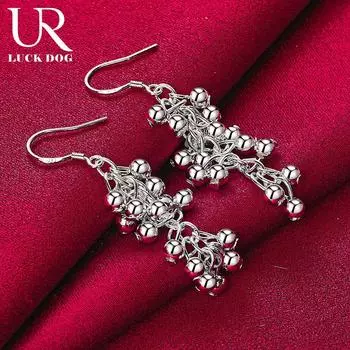 Серьги для пирсинга из гладкого серебра 925 пробы в форме виноградной бусины, модные свадебные украшения 1.20*3.50cm