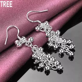 Серьги для пирсинга из гладкого серебра 925 пробы в форме виноградной бусины, модные свадебные украшения 1.20*3.50cm